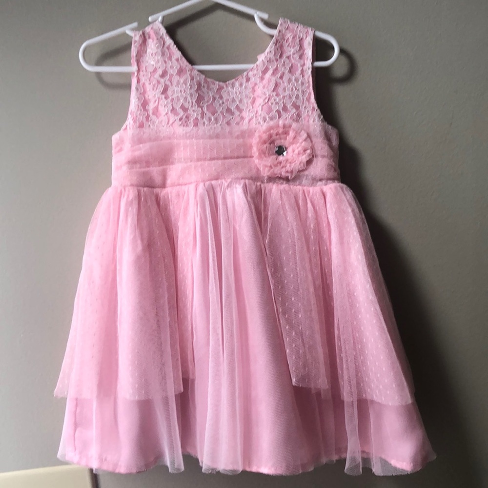 SOLD Pink tulle and lace toddler dress